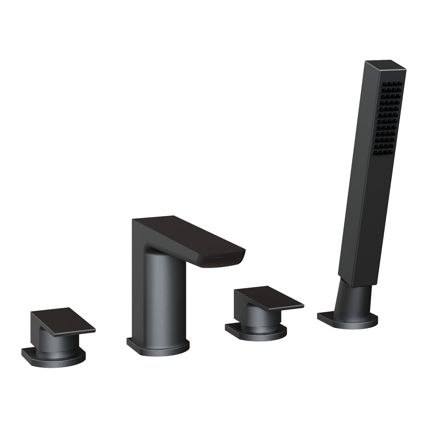Fairford Una Matt Black 4 Hole Bath Shower Mixer