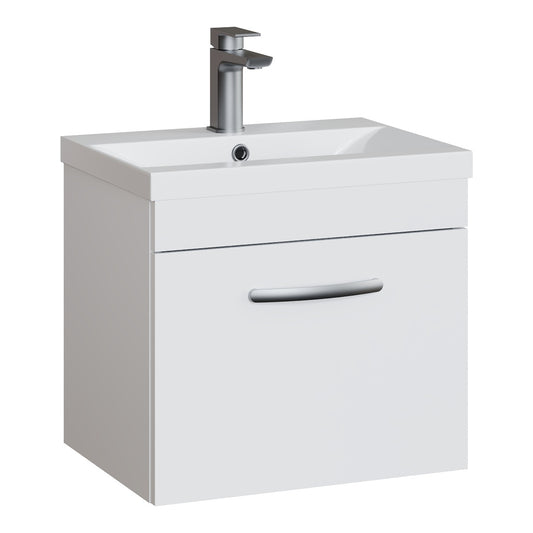 Fairford Carnation 500mm Gloss White Wall Hung 1 Drawer Vanity Unit