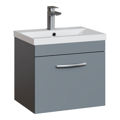 Fairford Carnation 500mm Gloss Grey Wall Hung 1 Drawer Vanity Unit