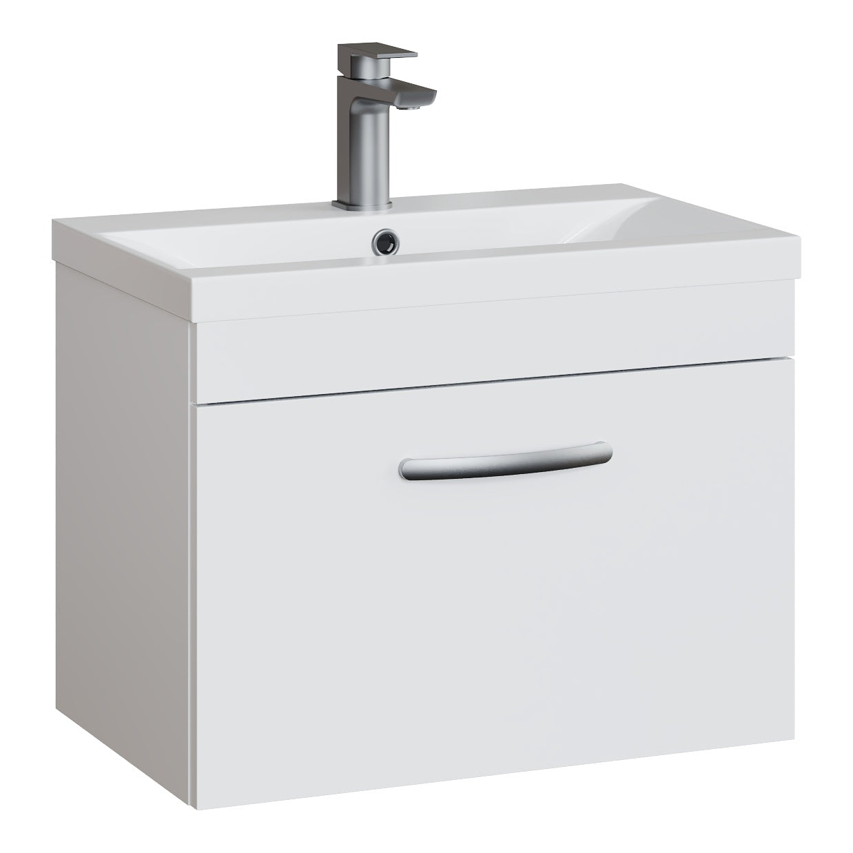 Fairford Carnation 600mm Gloss White Wall Hung 1 Drawer Vanity Unit