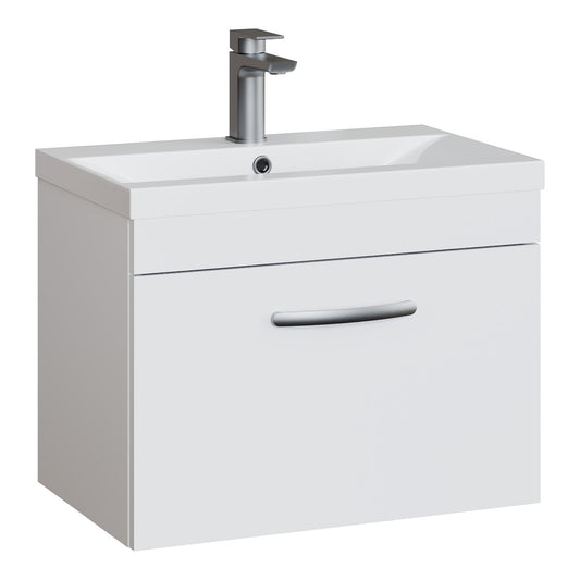 Fairford Carnation 600mm Gloss White Wall Hung 1 Drawer Vanity Unit
