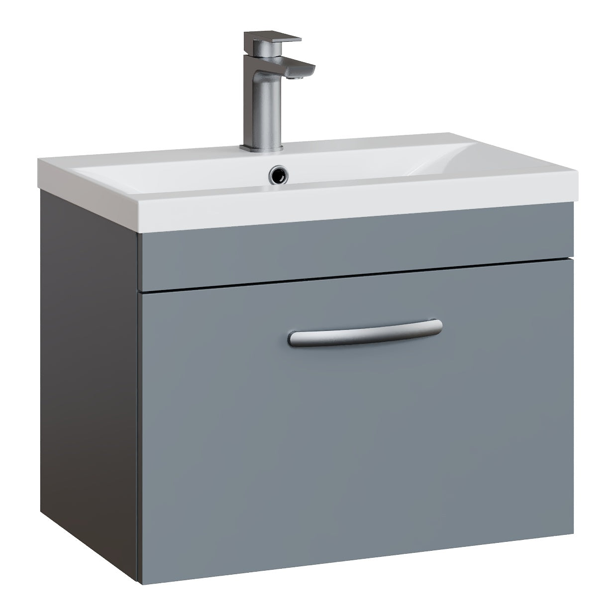 Fairford Carnation 600mm Gloss Grey Wall Hung 1 Drawer Vanity Unit