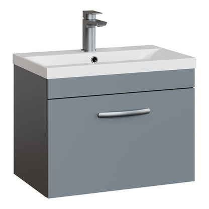 Fairford Carnation 600mm Gloss Grey Wall Hung 1 Drawer Vanity Unit