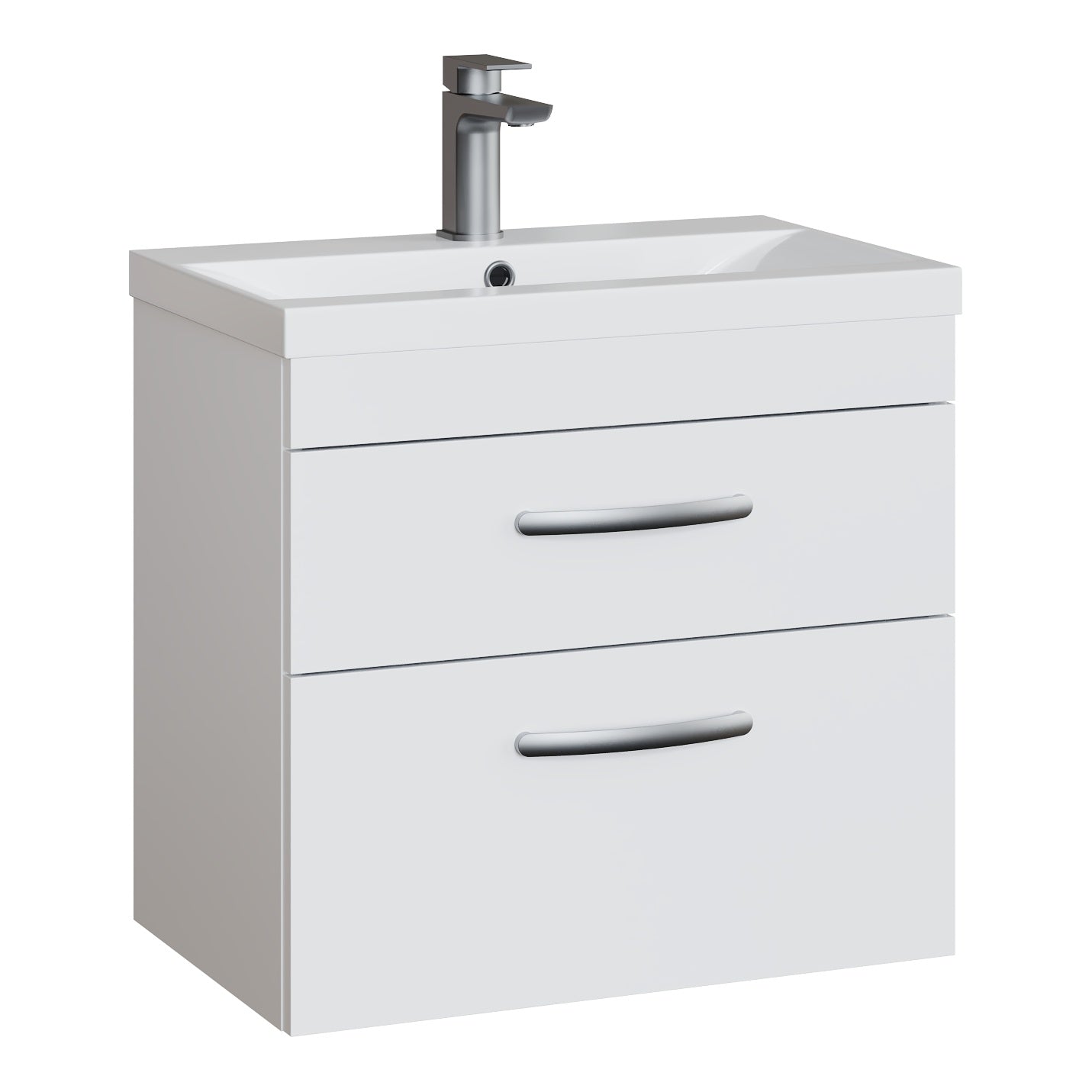 Fairford Carnation 600mm Gloss White Wall Hung 2 Drawer Vanity Unit