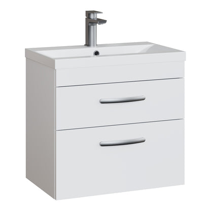 Fairford Carnation 600mm Gloss White Wall Hung 2 Drawer Vanity Unit