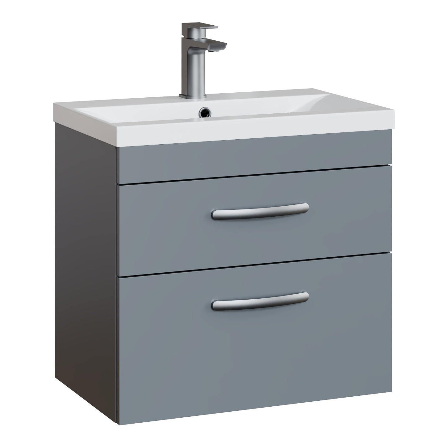 Fairford Carnation 600mm Gloss Grey Wall Hung 2 Drawer Vanity Unit