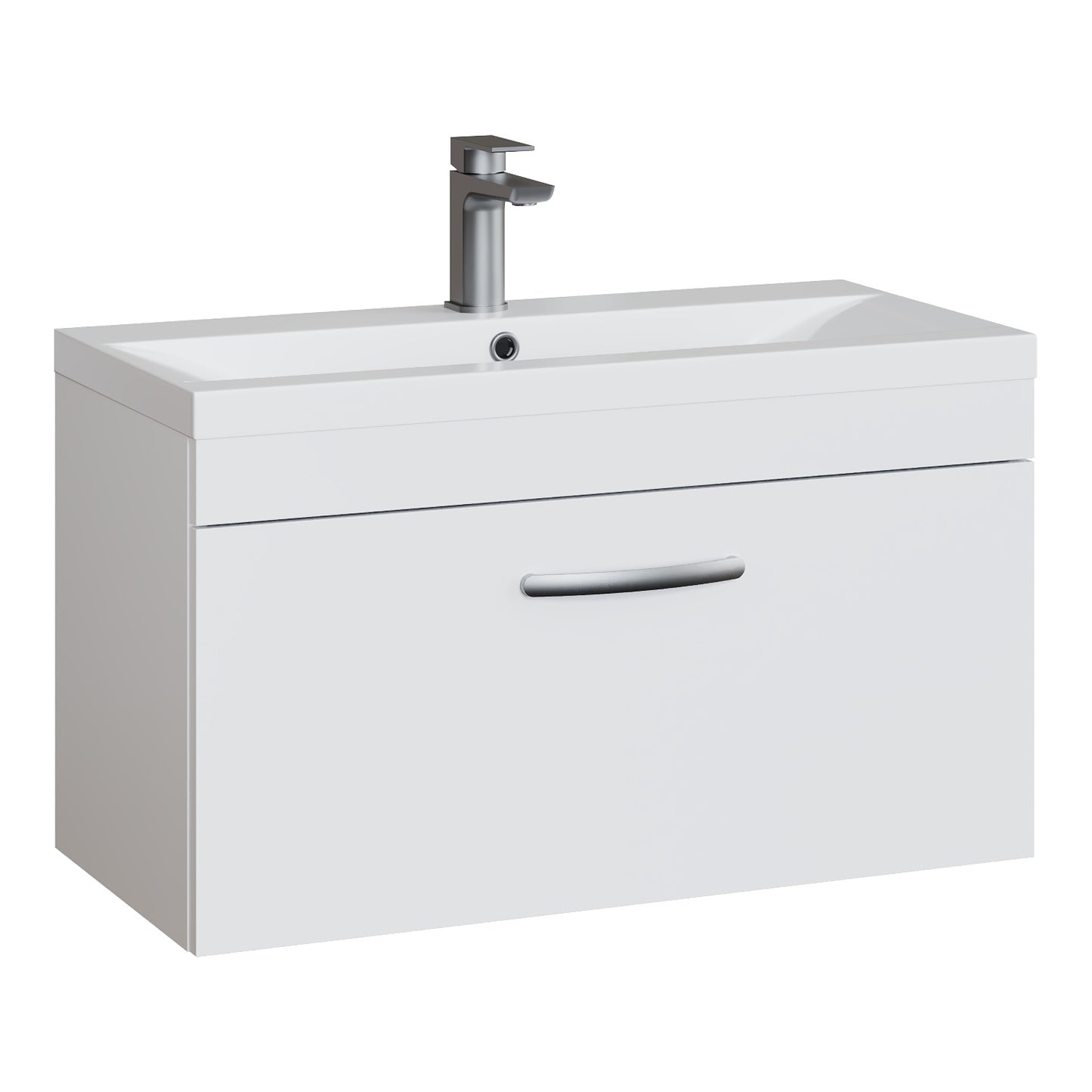 Fairford Carnation 800mm Gloss White Wall Hung 1 Drawer Vanity Unit