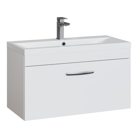 Fairford Carnation 800mm Gloss White Wall Hung 1 Drawer Vanity Unit