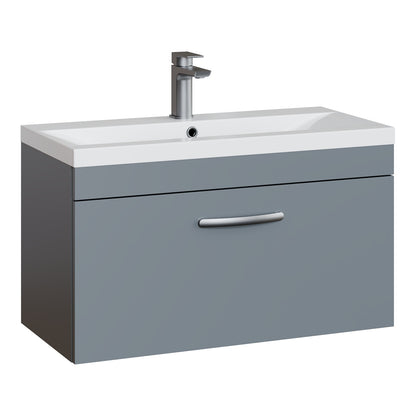 Fairford Carnation 800mm Gloss Grey Wall Hung 1 Drawer Vanity Unit