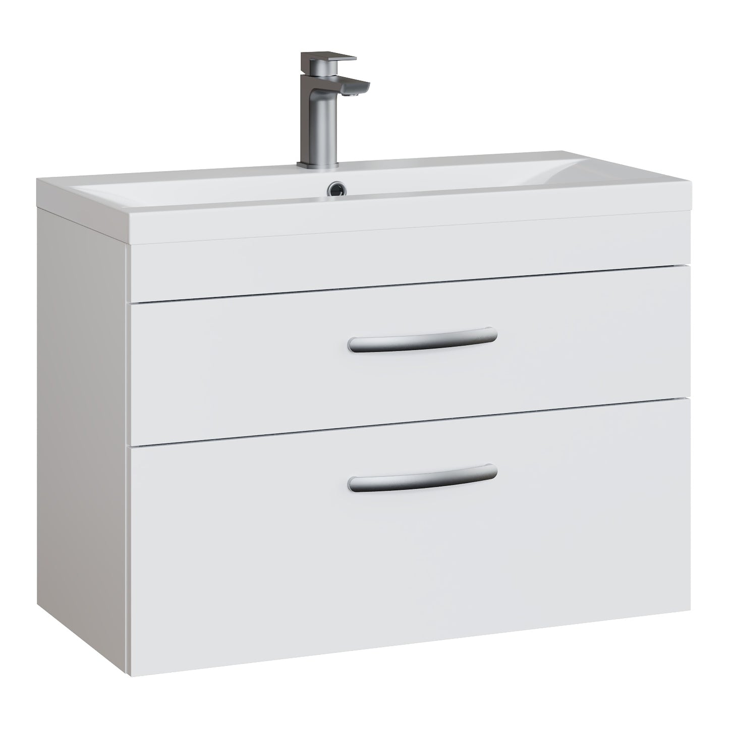 Fairford Carnation 800mm Gloss White Wall Hung 2 Drawer Vanity Unit