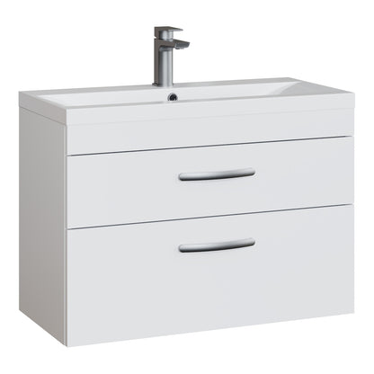 Fairford Carnation 800mm Gloss White Wall Hung 2 Drawer Vanity Unit