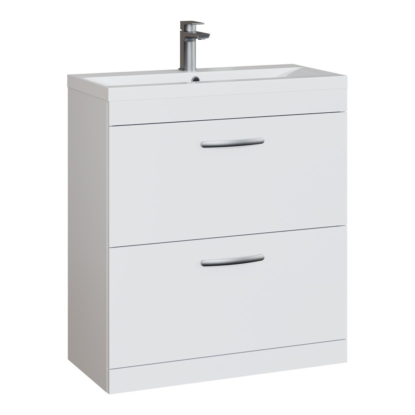 Fairford Carnation 800mm Gloss White Floor Standing 2 Drawer Vanity Unit, with Basin