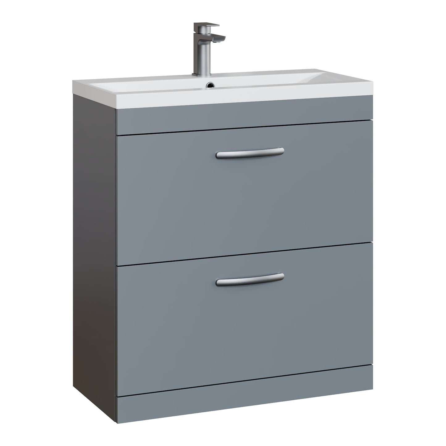 Fairford Carnation 800mm Gloss Grey Floor Standing 2 Drawer Vanity Unit, with Basin