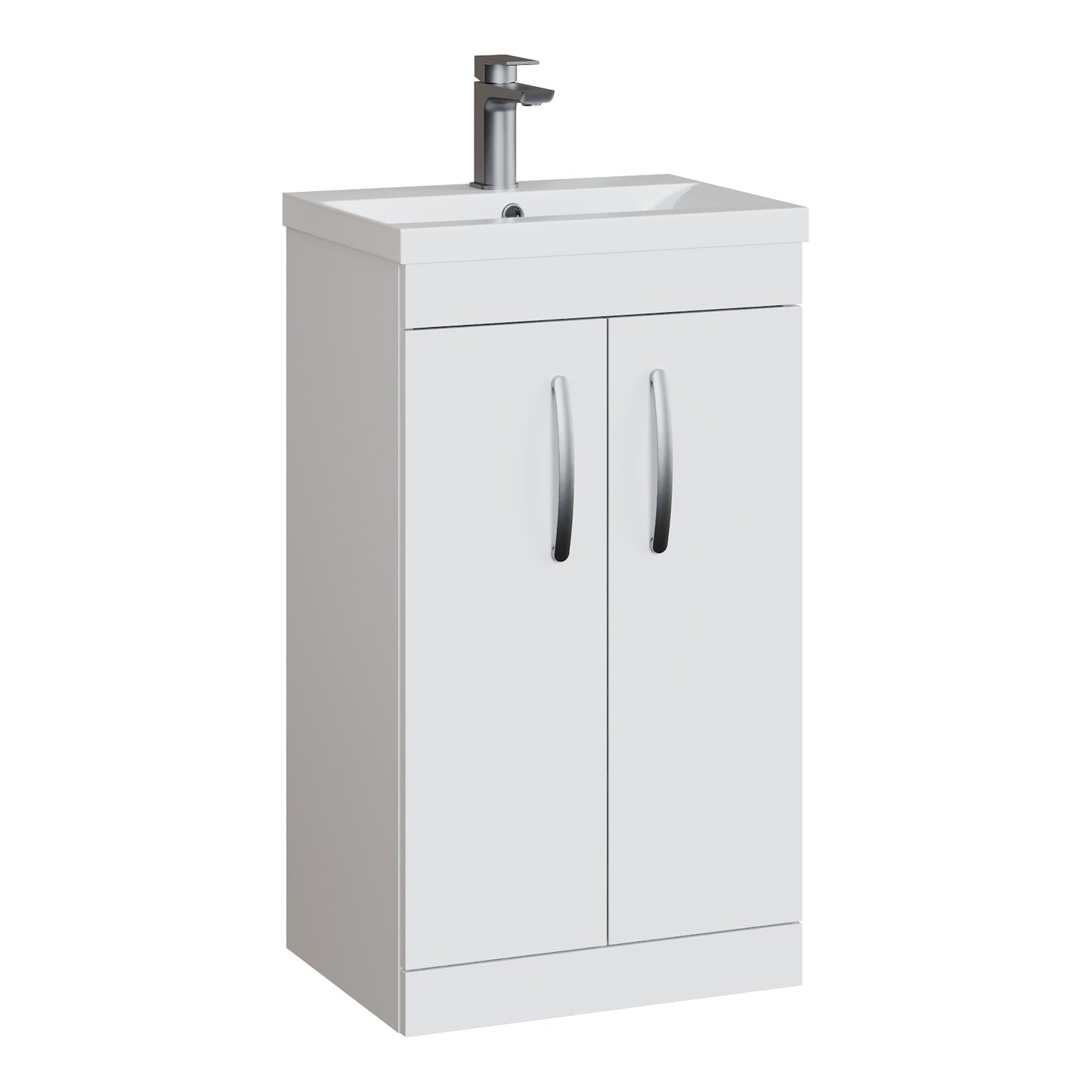 Fairford Carnation 500mm Gloss White Floor Standing 2 Door Vanity Unit, with Basin
