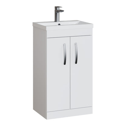 Fairford Carnation 500mm Gloss White Floor Standing 2 Door Vanity Unit, with Basin