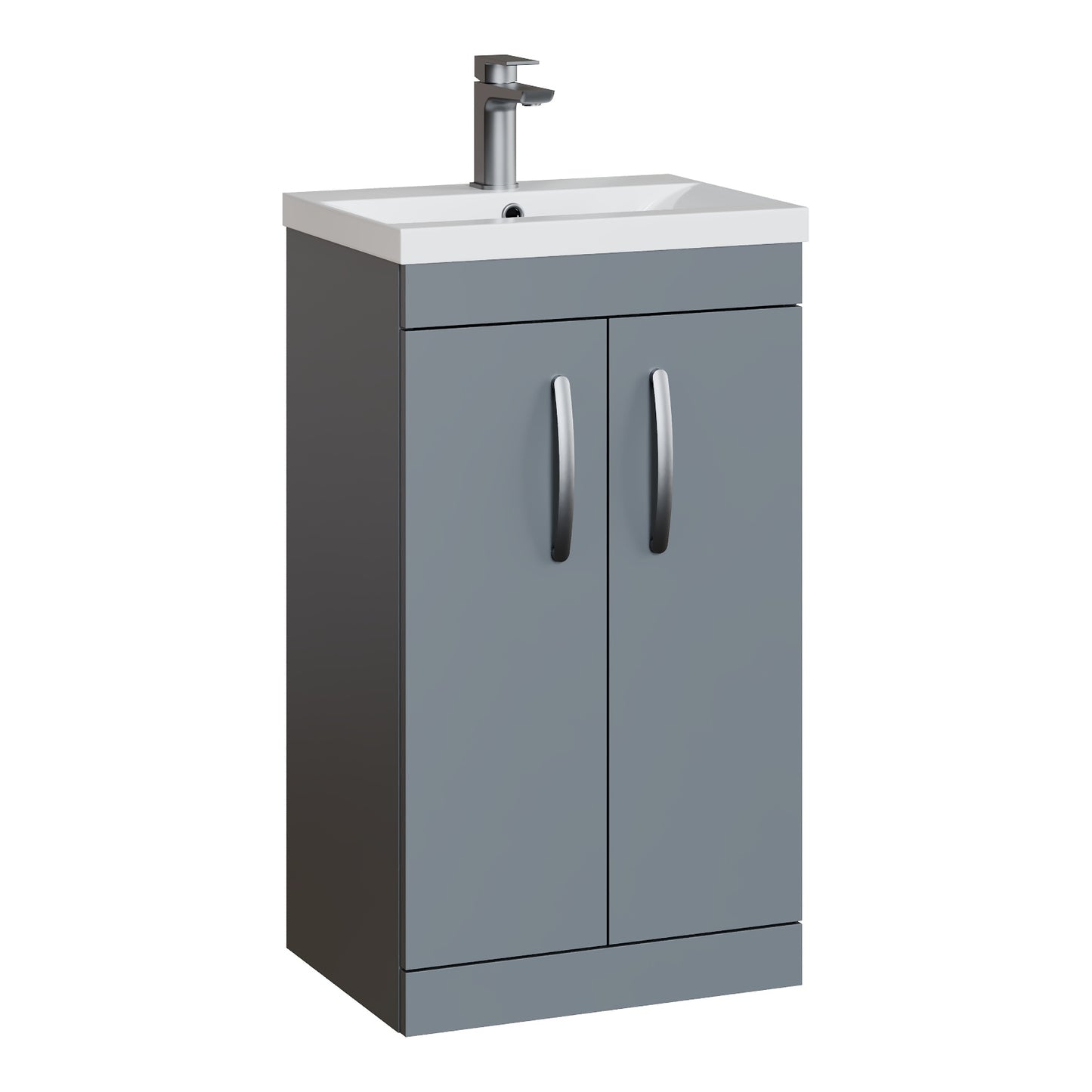 Fairford Carnation 500mm Gloss Grey Floor Standing 2 Door Vanity Unit, with Basin