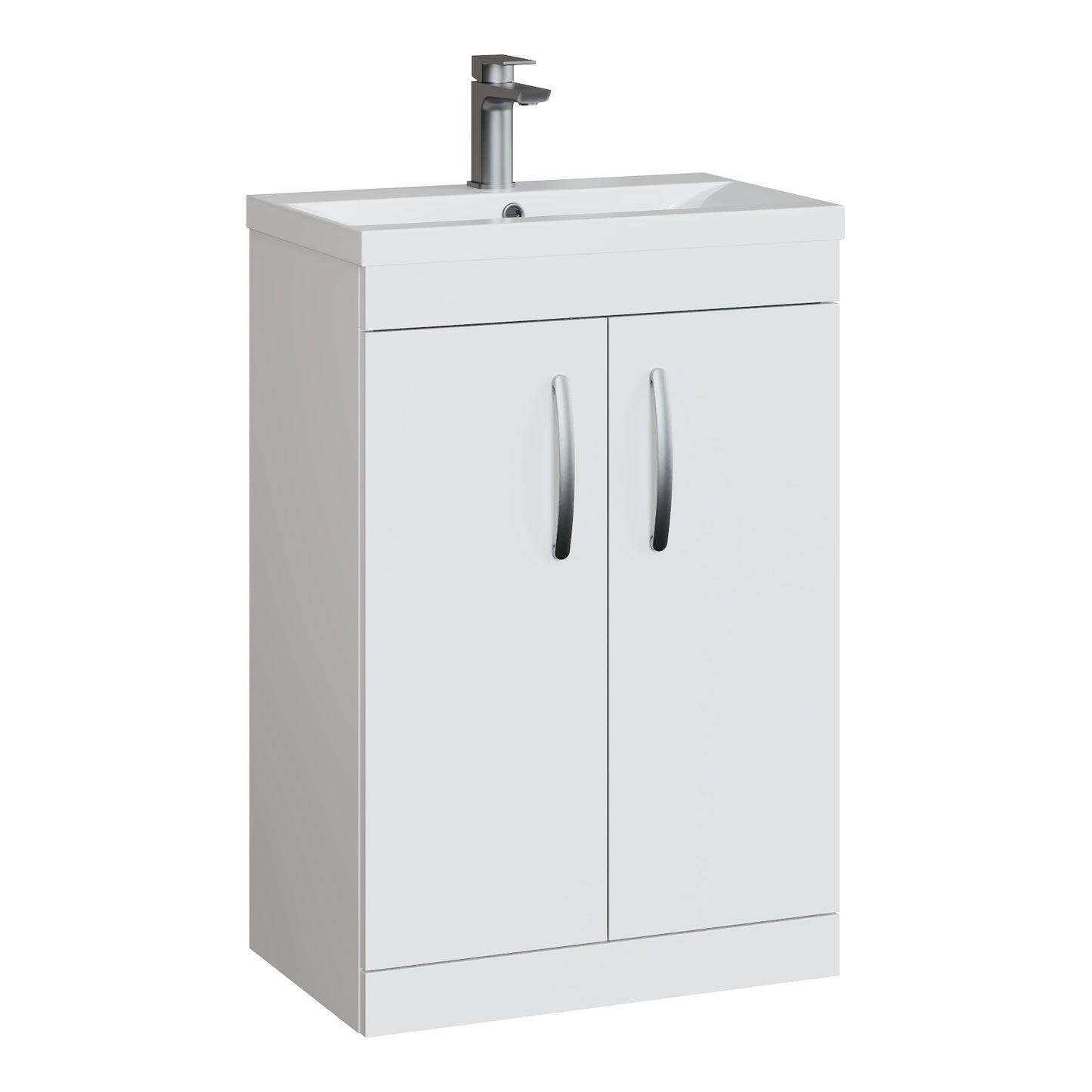 Fairford Carnation 600mm Gloss White Floor Standing 2 Door Vanity Unit, with Basin