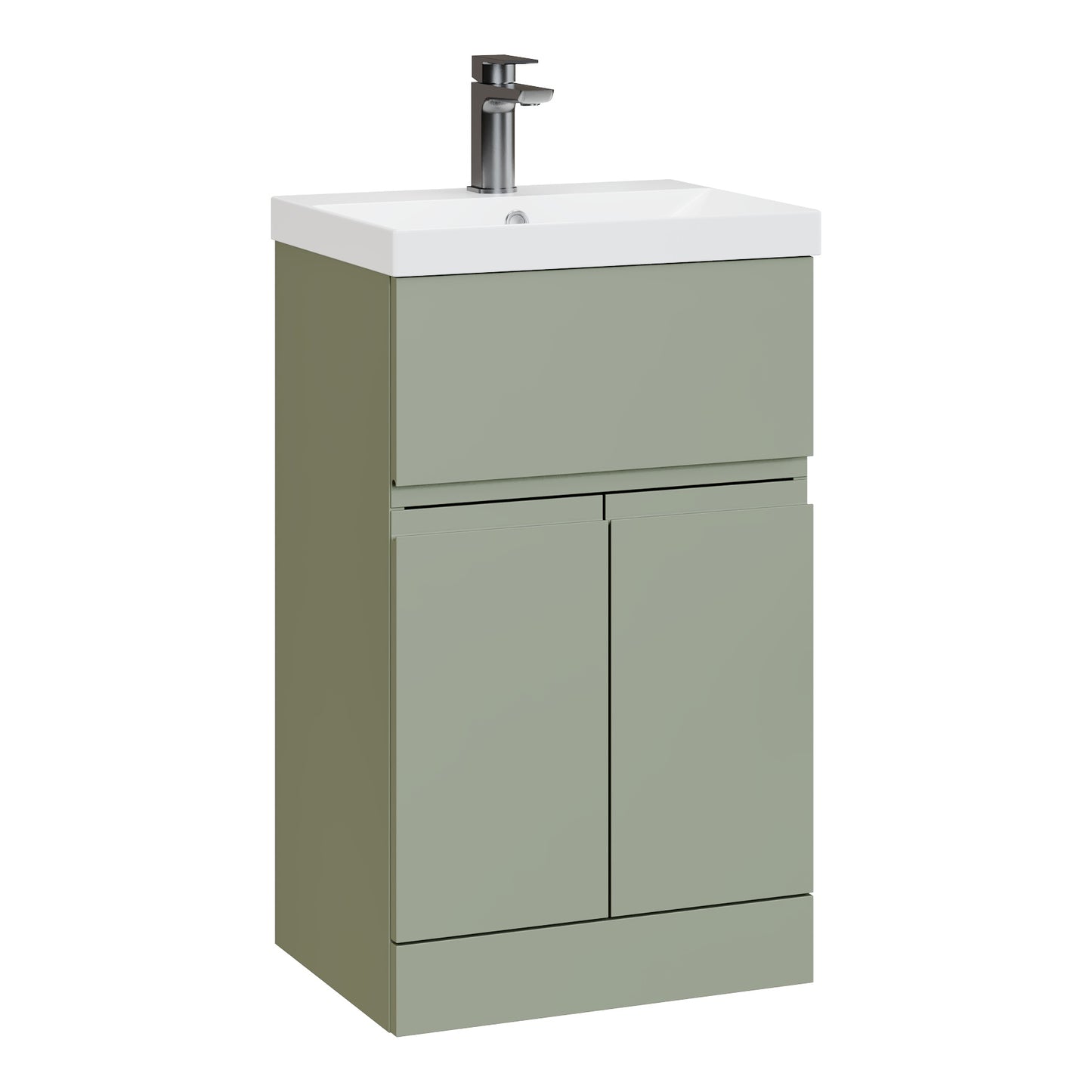 Fairford Finesse 500mm Satin Green Floorstanding 2-Door/Drawer Vanity