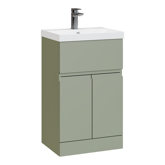 Fairford Finesse 500mm Satin Green Floorstanding 2-Door/Drawer Vanity