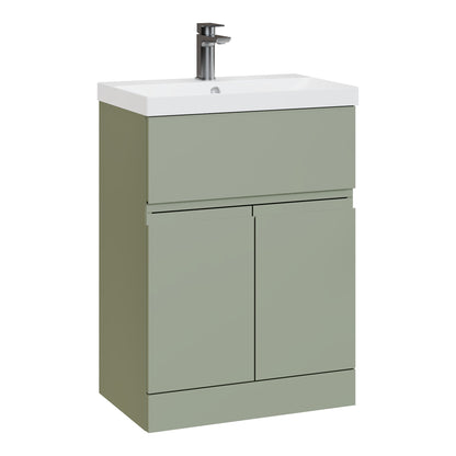 Fairford Finesse 600mm Satin Green Floorstanding 2-Door/Drawer Vanity