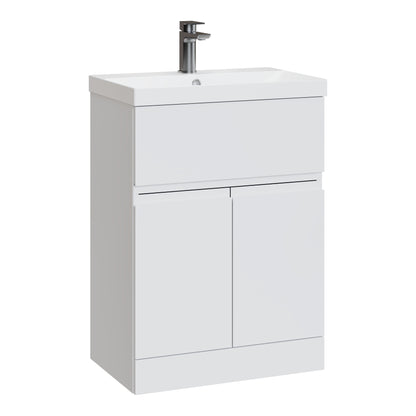 Fairford Finesse 600mm Satin White Floor Standing Vanity Unit, with Top Drawer