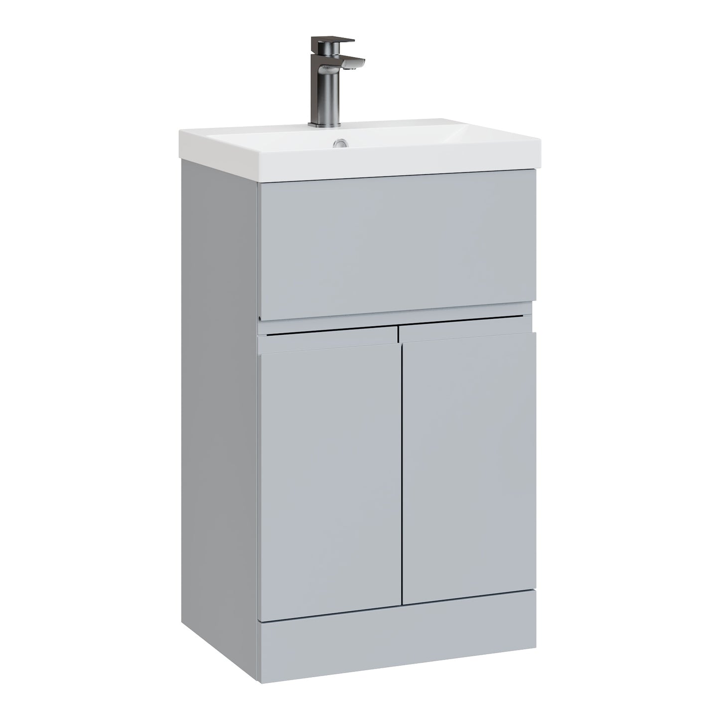 Fairford Finesse 500mm Satin Grey Floor Standing Vanity Unit, with Top Drawer