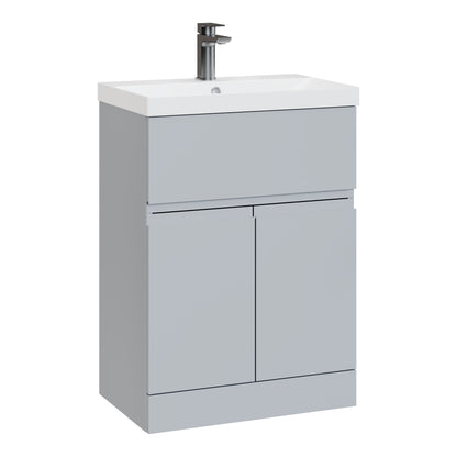 Fairford Finesse 600mm Satin Grey Floor Standing Vanity Unit, with Top Drawer