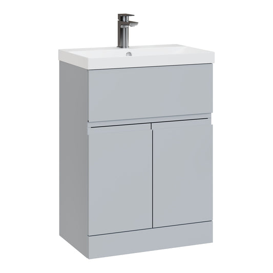 Fairford Finesse 600mm Satin Grey Floor Standing Vanity Unit, with Top Drawer