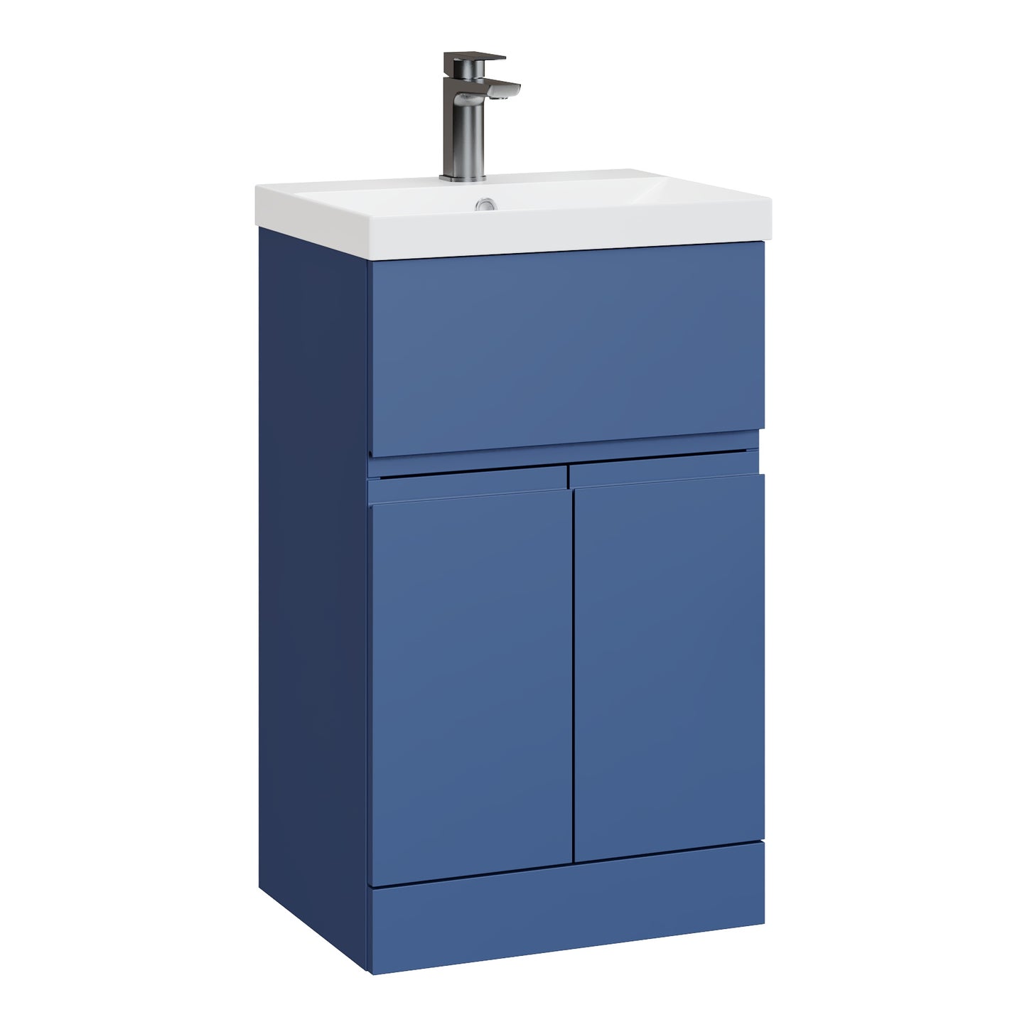 Fairford Finesse 500mm Satin Blue Floor Standing Vanity Unit, with Top Drawer