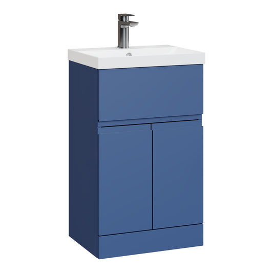 Fairford Finesse 500mm Satin Blue Floor Standing Vanity Unit, with Top Drawer