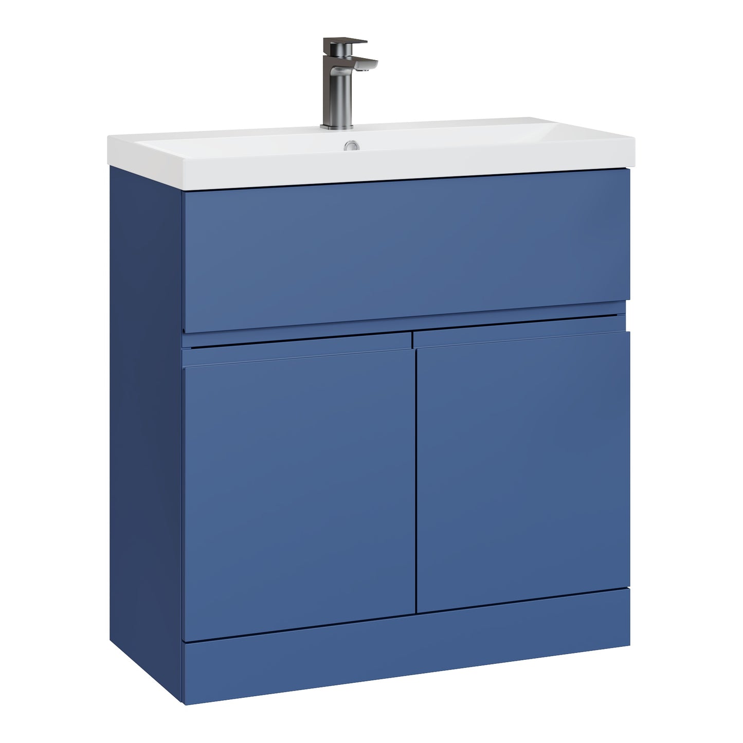 Fairford Finesse 800mm Satin Blue Floor Standing Vanity Unit, with Top Drawer