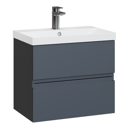 Fairford Finesse 600mm Soft Black Wall Hung 2-Drawer Vanity Unit