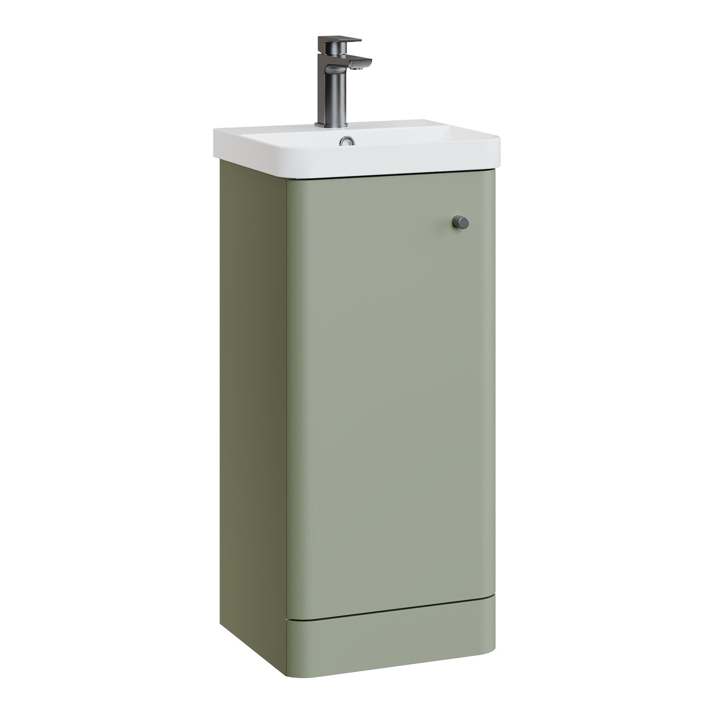 Fairford Crayo Satin Green 400mm 1 Door Floorstanding Vanity Unit