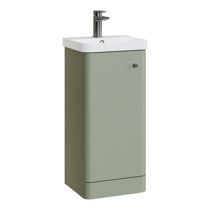 Fairford Crayo Satin Green 400mm 1 Door Floorstanding Vanity Unit