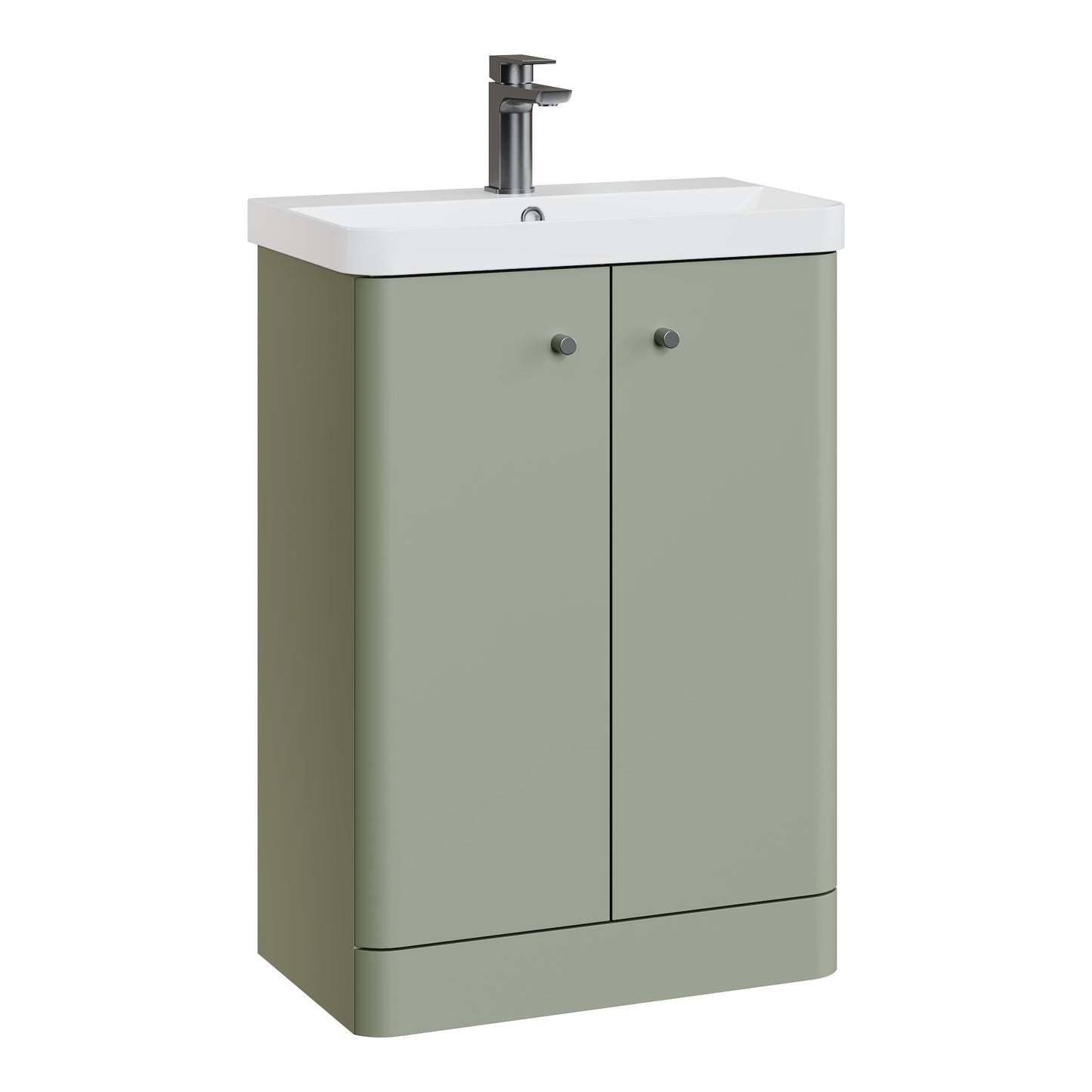 Fairford Crayo Satin Green 600mm 2 Door Floorstanding Vanity Unit