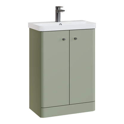 Fairford Crayo Satin Green 600mm 2 Door Floorstanding Vanity Unit