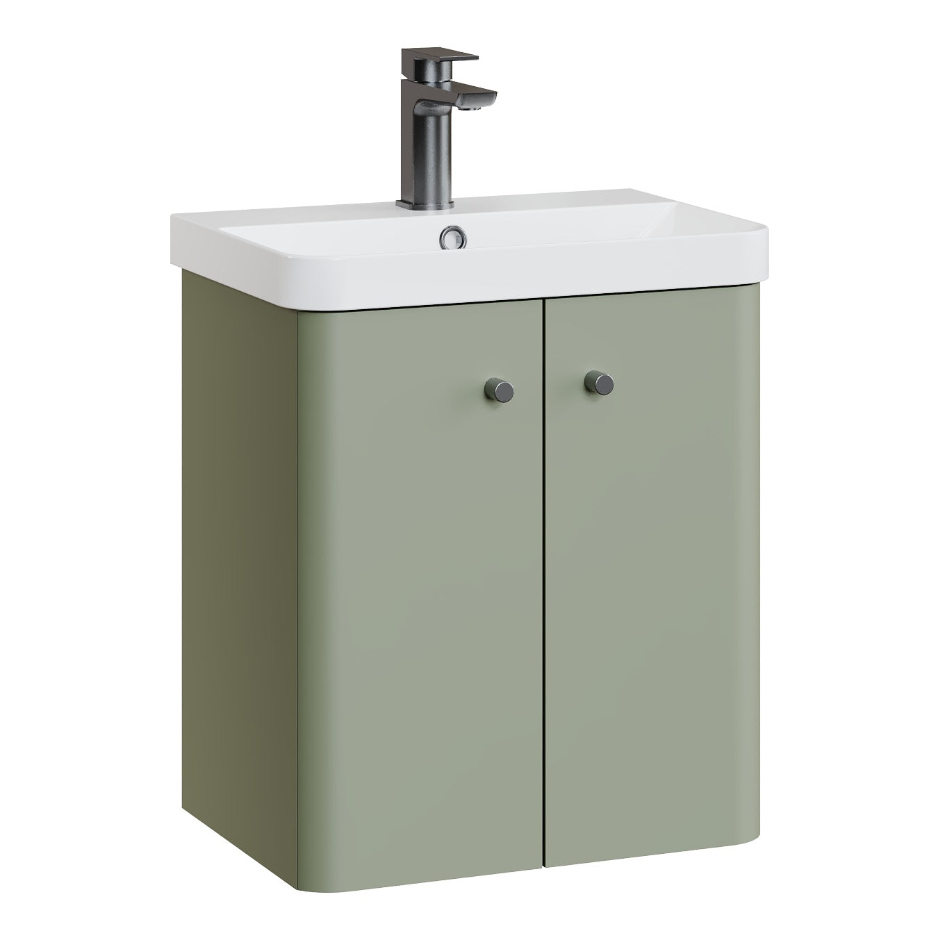 Fairford Crayo Satin Green 500mm 2 Door Wall Hung Vanity Unit
