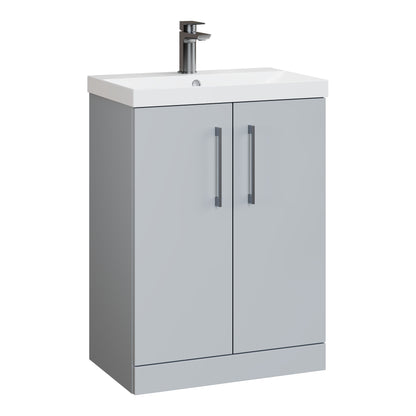 Fairford Aspri Satin Grey 600mm 2 Door Floorstanding Vanity Unit