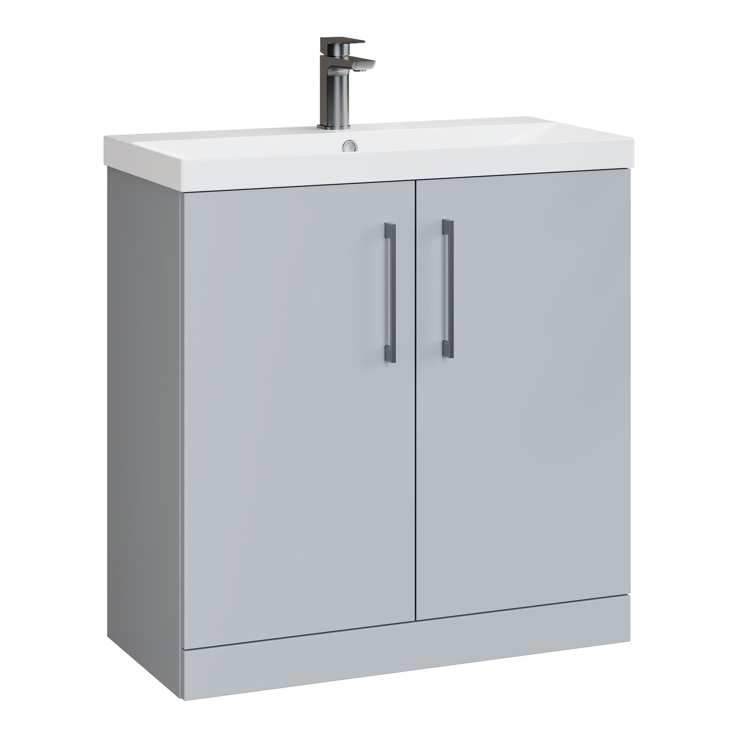Fairford Aspri Satin Grey 800mm 2 Door Floorstanding Vanity Unit