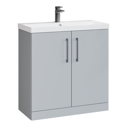 Fairford Aspri Satin Grey 800mm 2 Door Floorstanding Vanity Unit