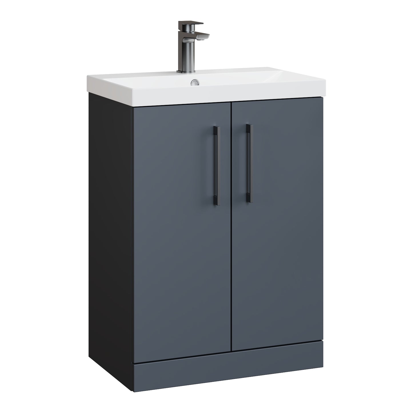 Fairford Aspri Soft Black 600mm 2 Door Floorstanding Vanity Unit
