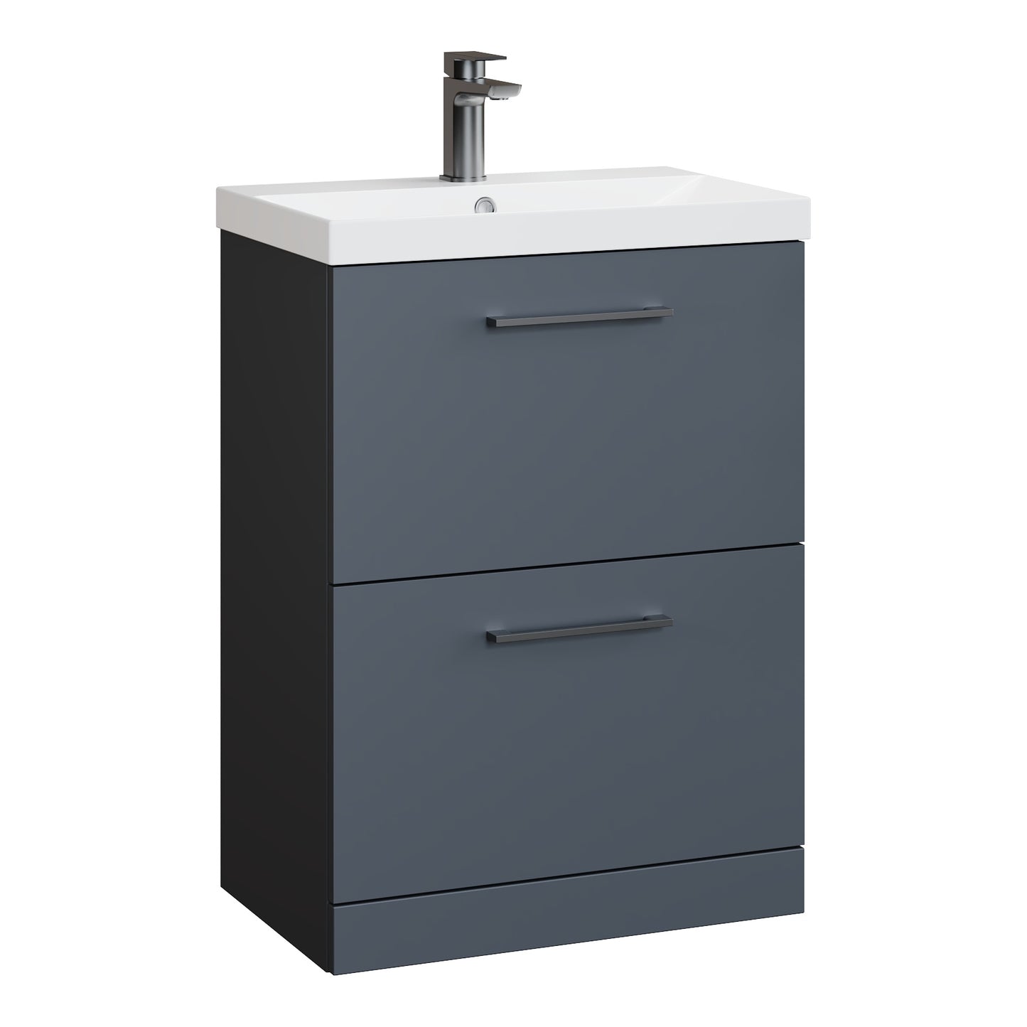 Fairford Aspri Soft Black 600mm 2 Drawer Floorstanding Vanity Unit
