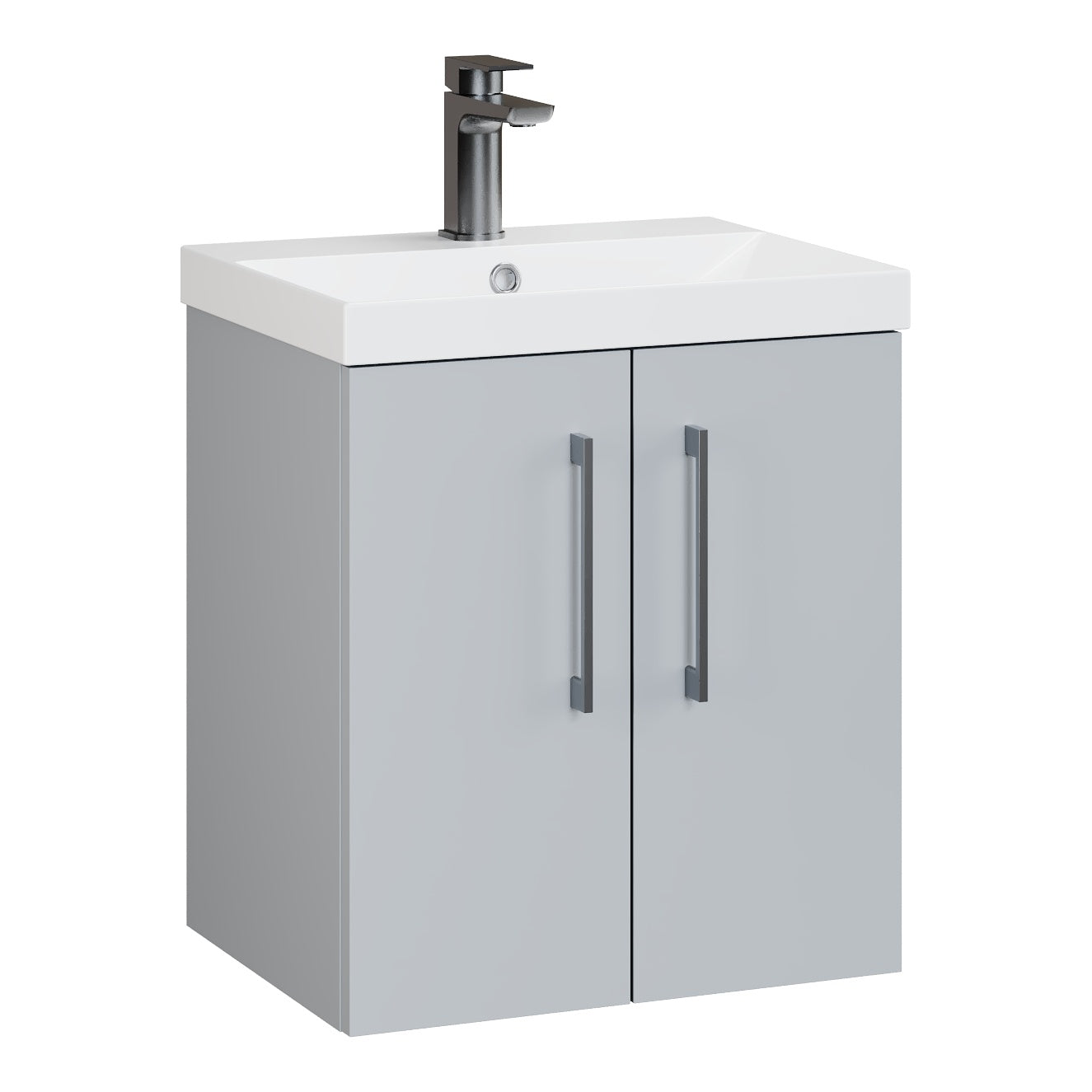 Fairford Aspri Satin Grey 500mm 2 Door Wall Hung Vanity Unit