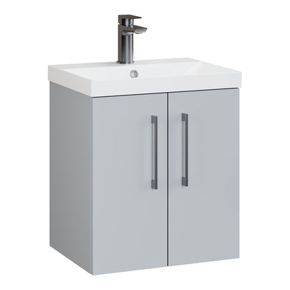 Fairford Aspri Satin Grey 500mm 2 Door Wall Hung Vanity Unit
