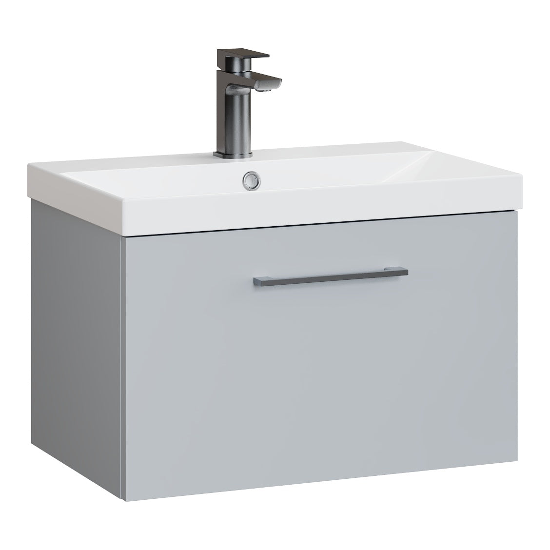 Fairford Aspri Satin Grey 600mm 1 Drawer Wall Hung Vanity Unit