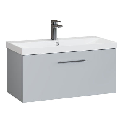 Fairford Aspri Satin Grey 800mm 1 Drawer Wall Hung Vanity Unit