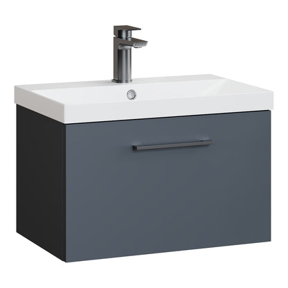 Fairford Aspri Soft Black 600mm 1 Drawer Wall Hung Vanity Unit