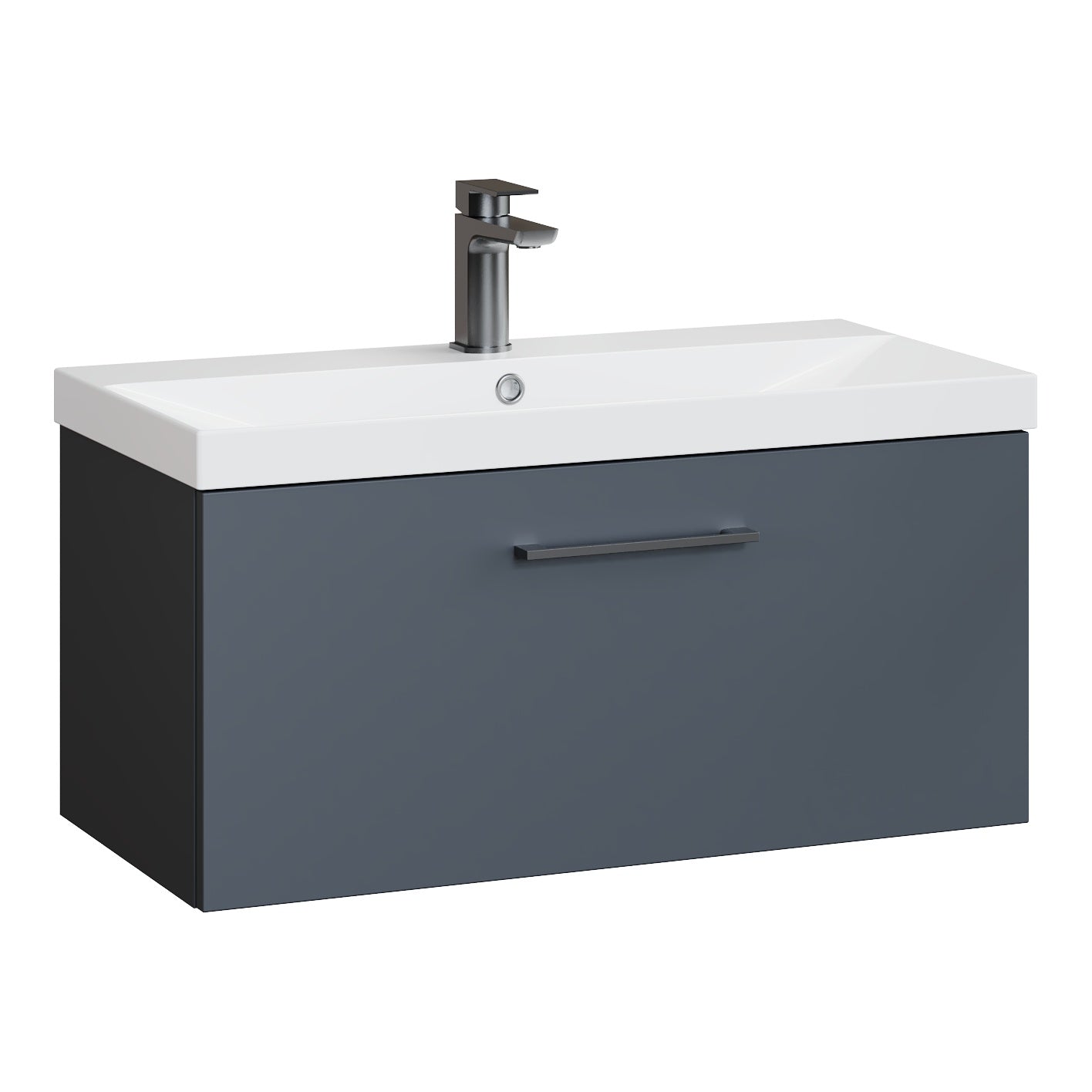 Fairford Aspri Soft Black 800mm 1 Drawer Wall Hung Vanity Unit