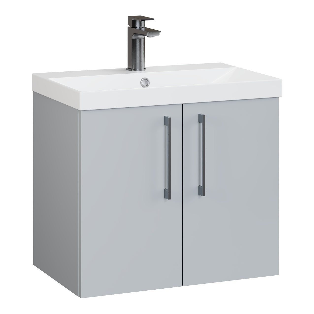 Fairford Aspri Satin Grey 600mm 2 Door Wall Hung Vanity Unit