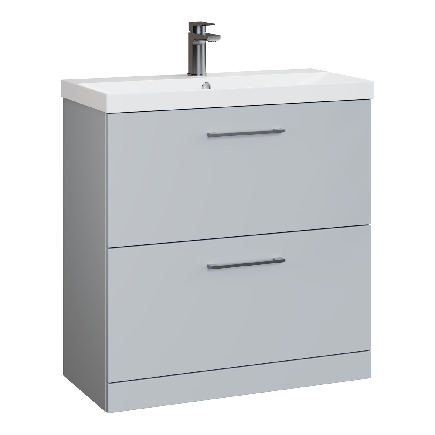 Fairford Aspri Satin Grey 800mm 2 Drawer Floorstanding Vanity Unit